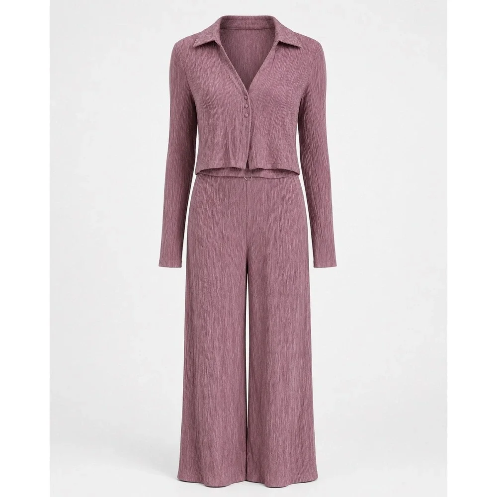 House of Harlow 1960 Kassia Sandro Set Women XXS Mauve Plisse Co Ord